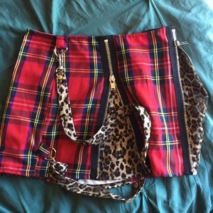 Plaid leopard skirt